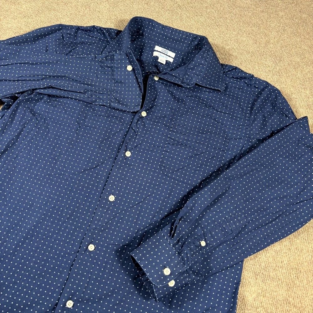 Croft & Barrow Dress Shirt Mens L 16-16.5 Navy Patterned Classic Fit Business